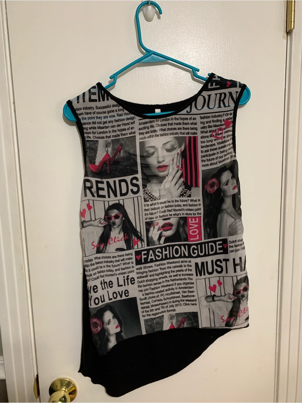 Genuine Y2K OCASION Sheer Rhinestone Asymmetrical Top M